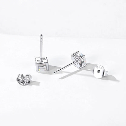 5Mm Created White Opal Stud Earrings Hypoallergenic Sterling Silver round Cut Earrings for Women October Birthstone Jewelry